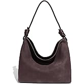 Slouchy Suede Hobo Bags for Women Large Capacity Tote Soft Faux Leather Shoulder Bag Knotted Strap Lightweight Work Travel