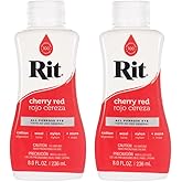 Rit Dye Multi-Purpose Liquid 8 OZ. | Great for Clothing, Accessories, D&eacute;cor, and Much More | 2-Pack, Cherry Red