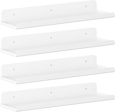 Lifewit Floating Shelves Wall 4 Pack White 38 cm 15 in Lip Front Sides