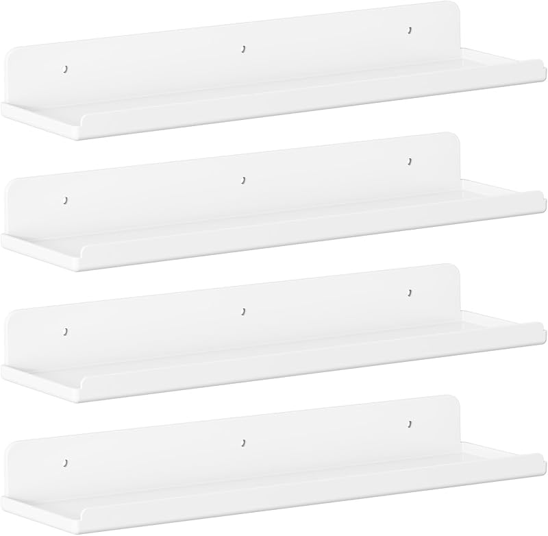 Lifewit Floating Shelves Wall 4 Pack White 38 cm 15 in Lip Front Sides