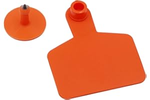 JUNNIU 100 PCS Cattle Cows Ear Tags Blank Identification TPU Precision Tags for Livestock Goats Sheep Calf Pigs Animal (Orange)