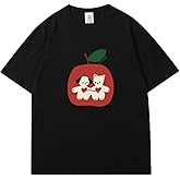 JOLILUNA Whimsy Twee Clothes for Women Oversize Graphic Apple Tee Y2k Fashion Whimsical Clothes Streetwear