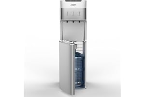IKT Self-Cleaning Bottom Load Water Cooler Dispenser for 3-5 Gallon Bottle with 3 Temperature Settings Child Safety Lock Display Light Silver