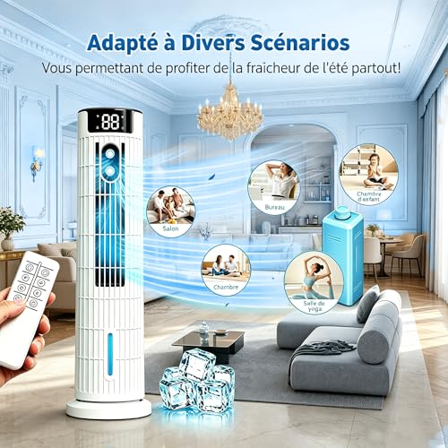 Portable Air Conditioner | Dual Remote Control and Touch Control | 3 in 1 Cooling with Humidification | 800ml Tank | Strong Wind Up to 7.5m/s | Quiet and Efficient