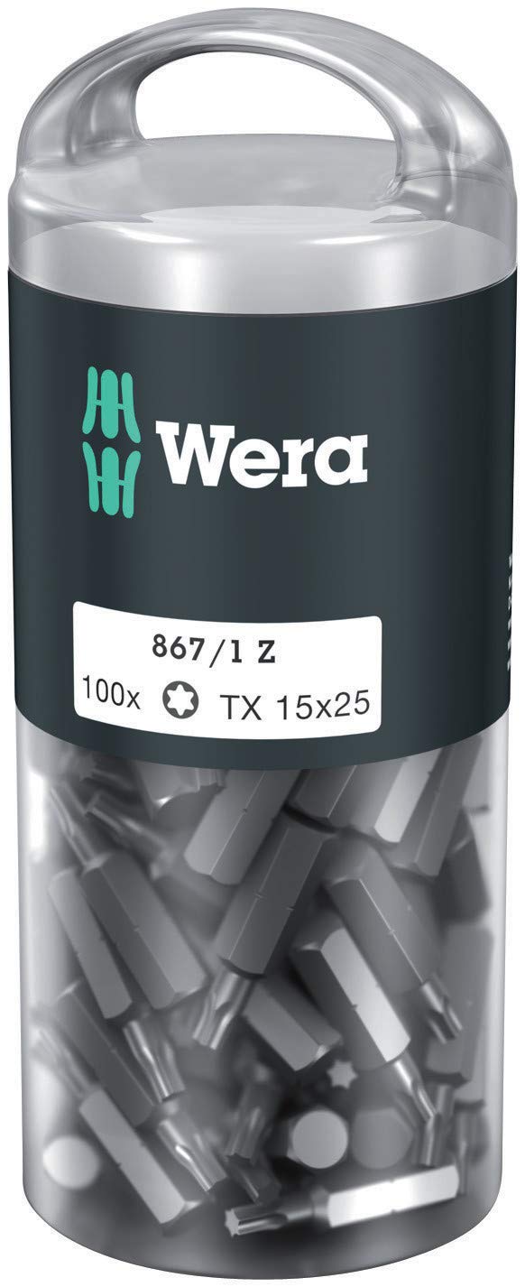 Peachy Antics WERA 05072447001 TX15 x 25 mm 867/1 DIY Bit for Socket Screws - Silver (100-Piece)