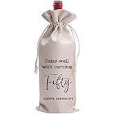 LANBAIHE 50th Birthday Wine Bag, Funny Birthday Party Gifts,50 Years Old Gifts Wine Bag for Mom, Wife, Friend, Sister, Brother, Him, Coworker