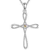 Cross Necklace Sterling Silver Cross Mustard Seed Pendant Necklace Christian Religious Jewelry Gifts for Women
