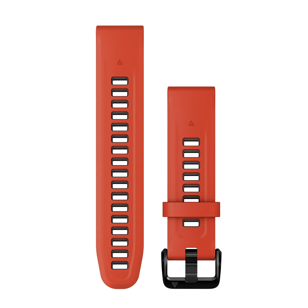 Garmin QuickFit Watch Bands (20mm), suitable for selected fēnix-, epix-, Descent-, D2-, Instinct- and Approach series smartwatches, Original accessory, Silicone, Flame Red/Graphite — image 1