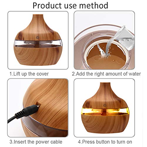 Humidificador de aromaterapia, 300ML Difusores de aceites esenciales, Difusor LED, Portátil Difusor de Aceites Esenciales, USB Mini Humidificador (Amarillo)