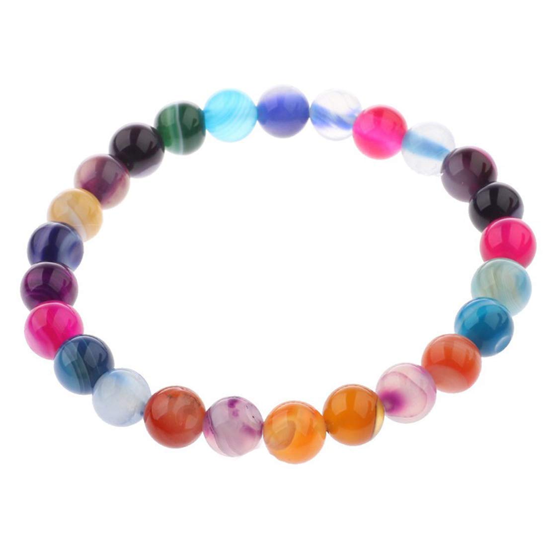 Treasure Bay Handmade 8mm Natural Gemstone Stretch Bracelet for Men and Women, Semi Precious Gemstone Bracelet, Beaded Jewellery – Gift Box Included (Multicolour)
