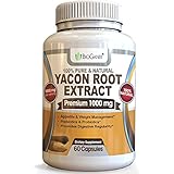 BioGanix Yacon Root Syrup Extract 1000mg serving - Raw Natural Prebiotic &amp; Probiotic Supplement, Rich in FOS &amp; Antioxidants - Supports Healthy Digestion &amp; Weight Loss (60 Capsules)