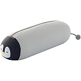 LIHIT LAB PuniLabo Zipper Pen Case/Pouch, Horizontal, 2.5" x 7.9", Penguin (A7781-10)