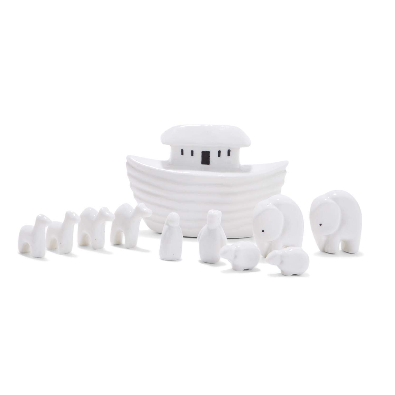 Two's Company 11-Piece Miniature Noah's Ark Animals Figurine Set, White