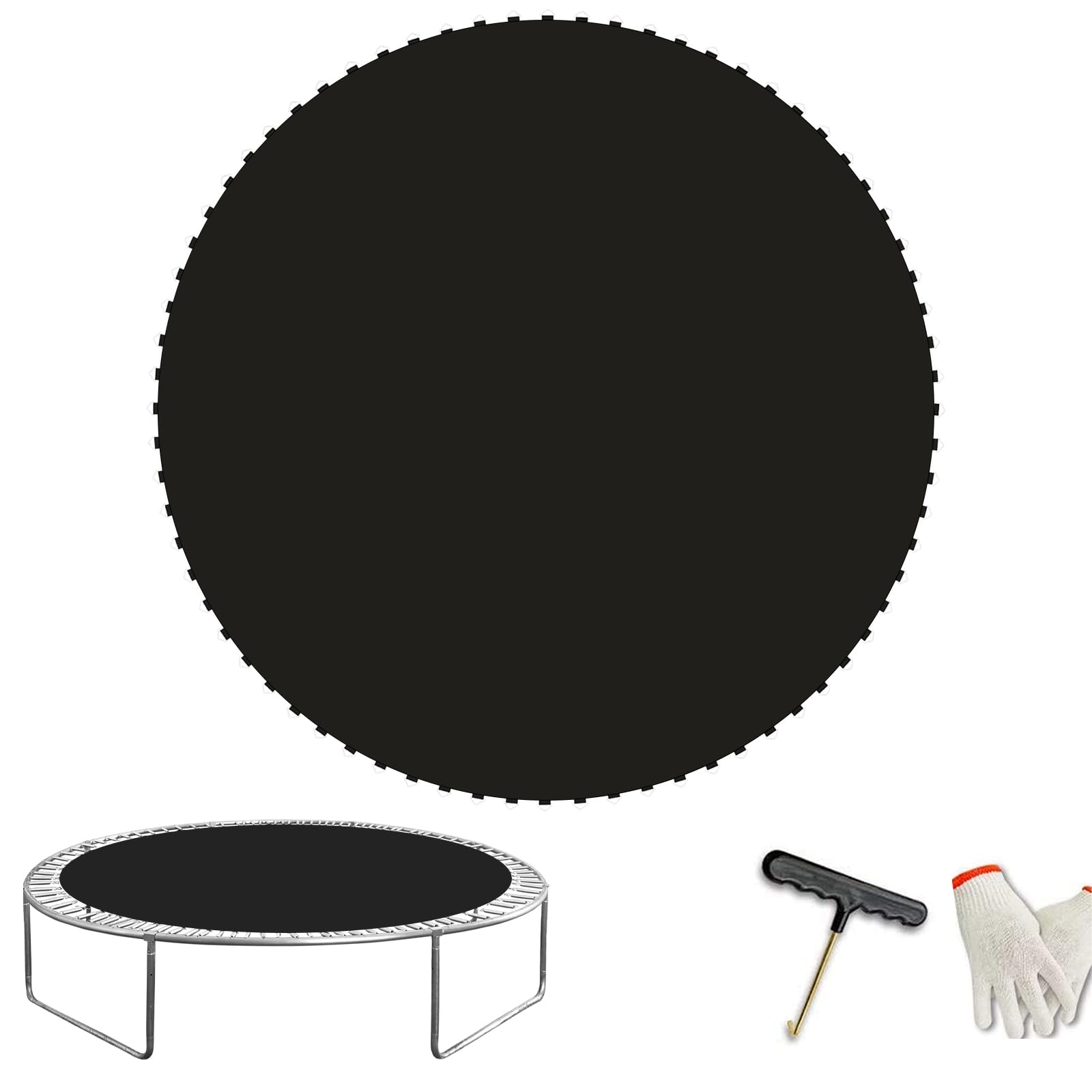 Photo 1 of CIDNN Replacement Trampoline Mat, Heavy-Duty, UV-Resistant & Durable Bounce Pad for 15 ft Round Trampolines - Perfect for Safe & Fun Jumping (Fits 96 V-Hooks, 7" Springs, Spring Not Included)