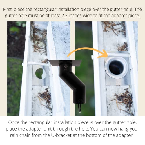 Jitane Rain Chain Gutter Adapter Kit Black Stainless Steel Offset For