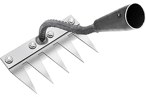 IOXZAQO Iron Weeding Rake, Iron Rake for Gardening and Weeding, Detachable Gardening Hand Weeder Tool, Multi-Function Gardening Tool for Tilling and Planting (5 Teeth)