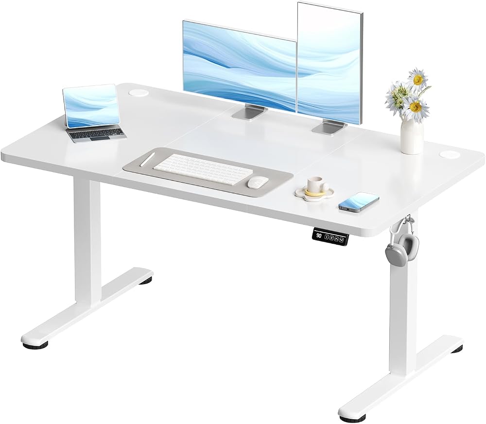 Devoko Electric Standing Desk 120x60cm Height Adjustable Home Office White