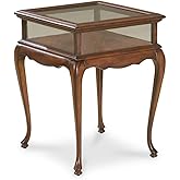 Butler Burton Cherry Brown Curio Table with Glass Top – Display Coffee/Side Table, 20″D × 18″W × 25″H – Shadow Box Display En