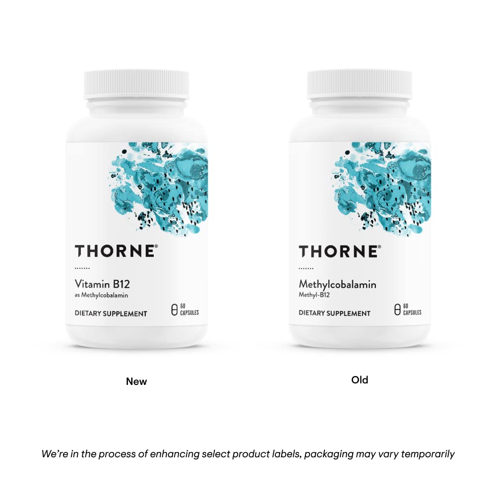 THORNE - Vitamin B12 - as Methylcobalamin - Supports Heart & Nerve Health, Blood Cell Function, Healthy Sleep & Methylation* - Gluten, Dairy & Soy-Free - 60 Capsules
