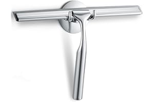 Quntis Silicone Shower Squeegee with Stainless Steel Handle, Window Cleaning Squeegee for Bathroom Window Kitchen Car Household with Professional Wall Mount