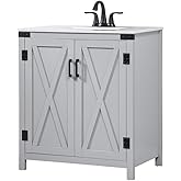 Elegant Decor Grant 30" Aluminum MDF Single Bathroom Vanity in Gray