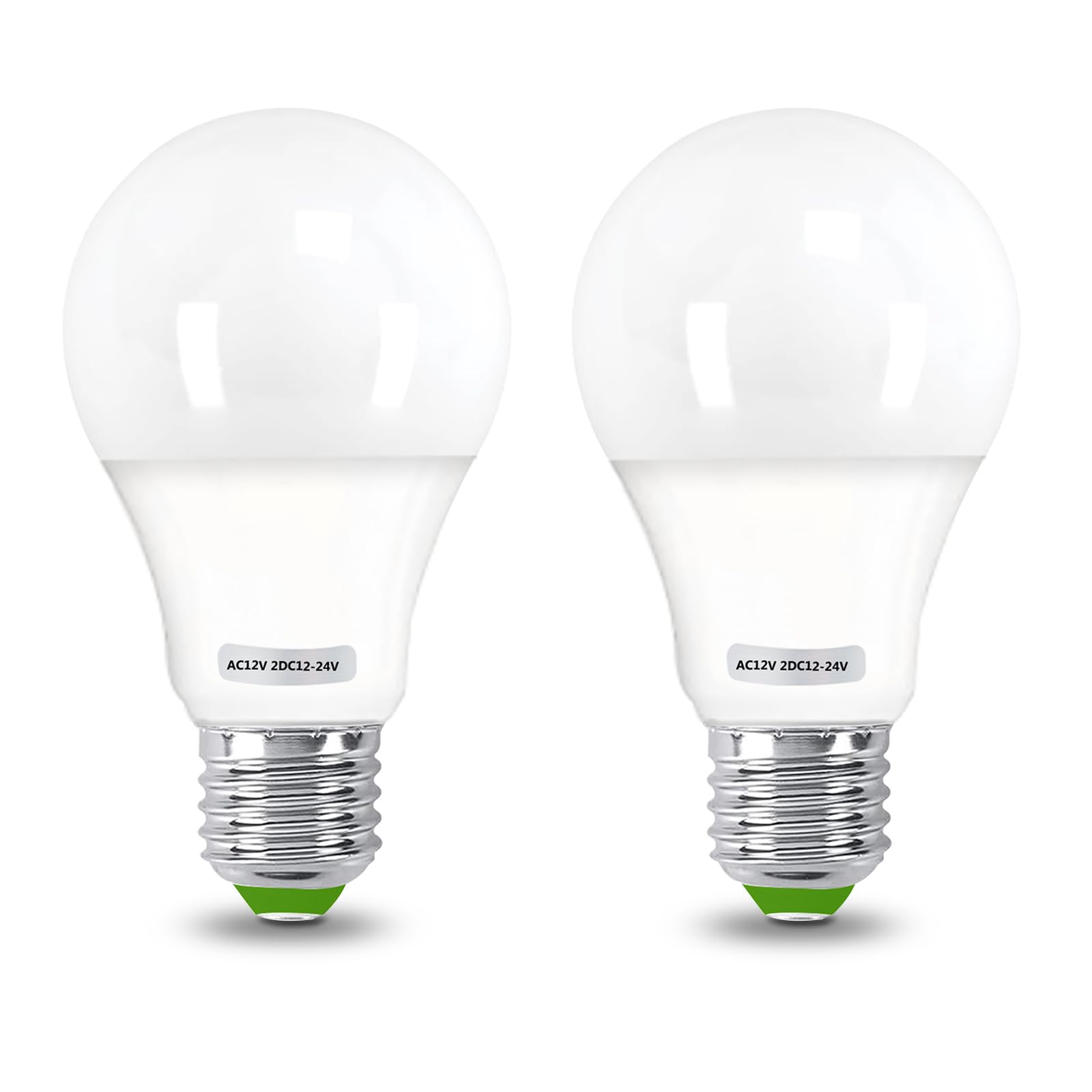 GRV E27 LED Bulbs Non-Dimmable 15-5730 SMD 7W Plastic Thermal 60W Equivalent AC 12V DC 12-24V Cool White Pack of 2