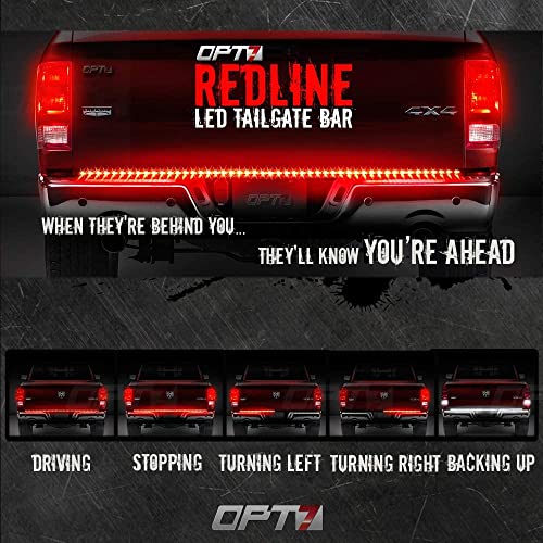 OPT7 48" Redline Parlux LED Tailgate Light Bar w/Red Turn Signal, IP67