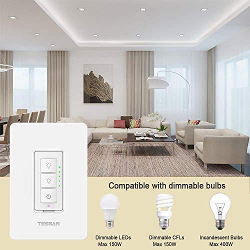 3 Way Smart Dimmer Switch Kit, TESSAN WiFi Dimmable Led Light Switch
