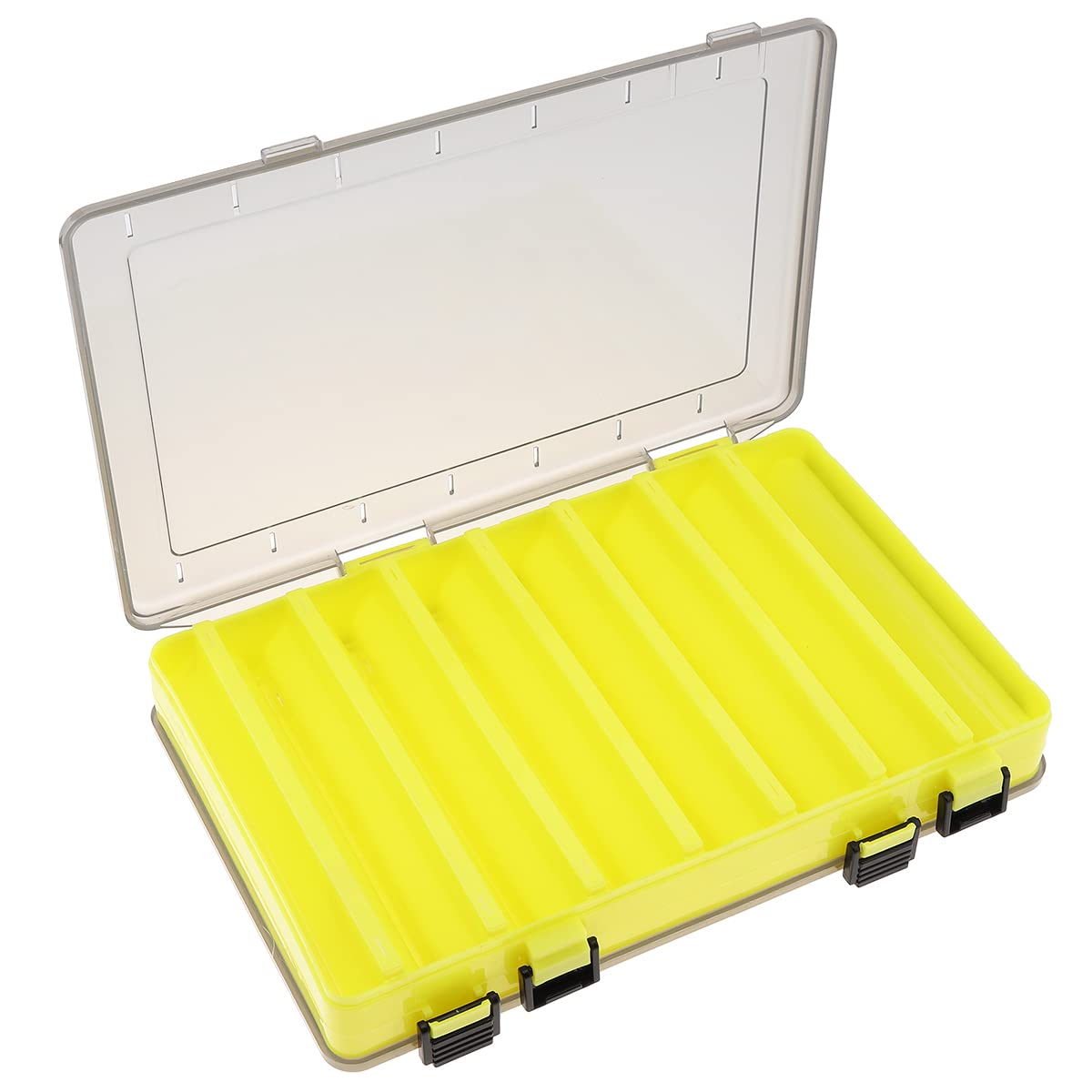 OriGlam Double Sided 14 Compartments Fishing Tackle Boxes Fishing Lure Box Organizer, Fishing Bait Tackle Storage Case, Container Box for Jewelry Beads Earring Hook (Green) (Yellow)