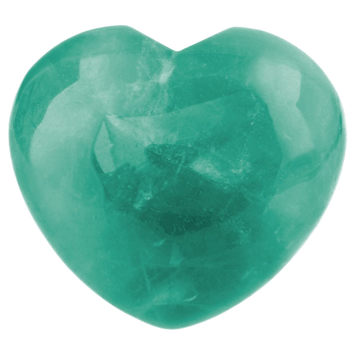 Nupuyai Green Fluorite Heart Palm Worry Stone for Chakra Reiki, Healing Crystal Love Stone for Home Decoration 45mm