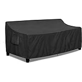 PureFit Outdoor Couch Cover Waterproof Patio Sofa Furniture Covers, 3-Seater Outdoor Cover with Air Vent and Handles, 78W x 35D x 35H Inches, Black