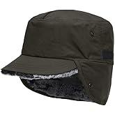 AISIYEDO Mens Winter Hat with Ear Flaps Trapper Hats Windproof Ski Warm Fully Lined Faux Fur Baseball Cap for Women