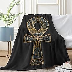 Ivarunner Ankh Blanket Black Throw Blanket Ancient