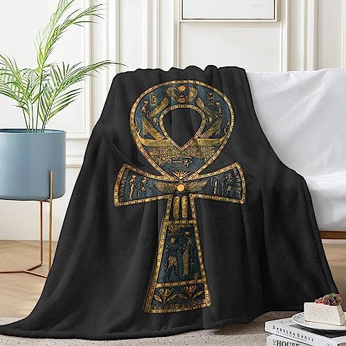 Ivarunner Ankh Blanket Black Throw Blanket Ancient
