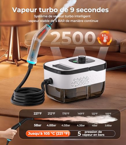 18-IN-1 Steam Cleaner【99.99% Germs Eliminated – German SPJ Technology】【9S Turbo Steam – Intelligent Turbo Steam System】Versatile Steam Cleaner, Floor Steam Mop – Home and Kitchen