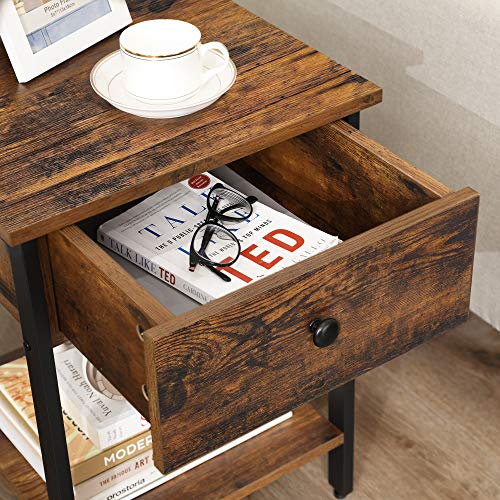 VASAGLE Nightstands Set of 2, End Tables, Side Tables with Drawer and