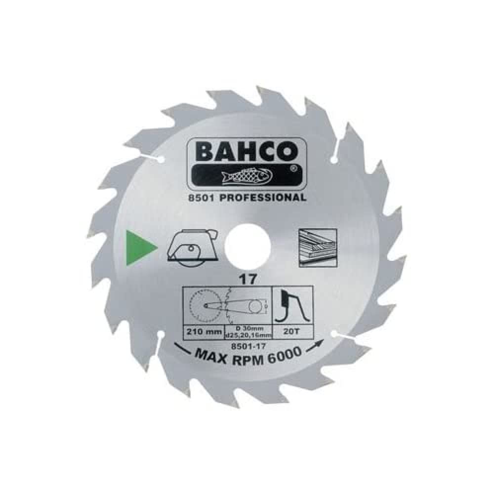 Bahco 8501-13 Circular Saw Blade with 24 Teeth for Wood, 0 V, Silver, 184 mm