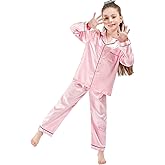 DF-deals Girls Boys Kids Silk Satin Pajamas Set Button-Down Clothes Long Sleeve Loungewear Sleepwear PJS