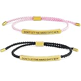 NAFJYR 2 Pcs Dont Let the Hard Days Win Bracelet, Adjustable Handmade Braided Motivational Bracelet for Best Friend