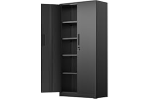 Incbruce 72” Metal Storage Cabinet, Garage Cabinets and Storage System with Doors and Shelves, Tall Lockable Tool Cabinet for Garage, Office, Home (Black)