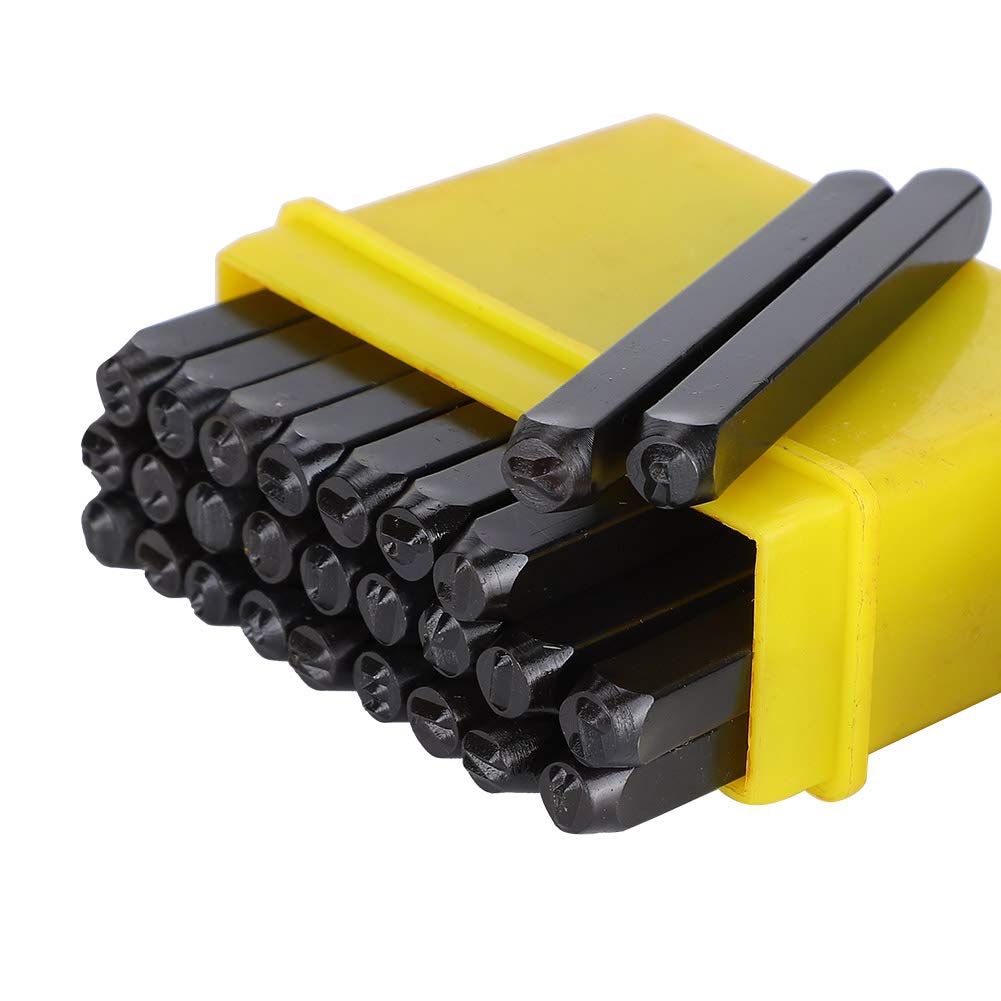 WoodLeather(3mm), Carbon Steel Stamp Tool Set with 0‑9 Number and A‑Z Letter Punching Tools for Imprinting Metal for Imprinting Metal, Wood, Leather(3mm) Leather Tools