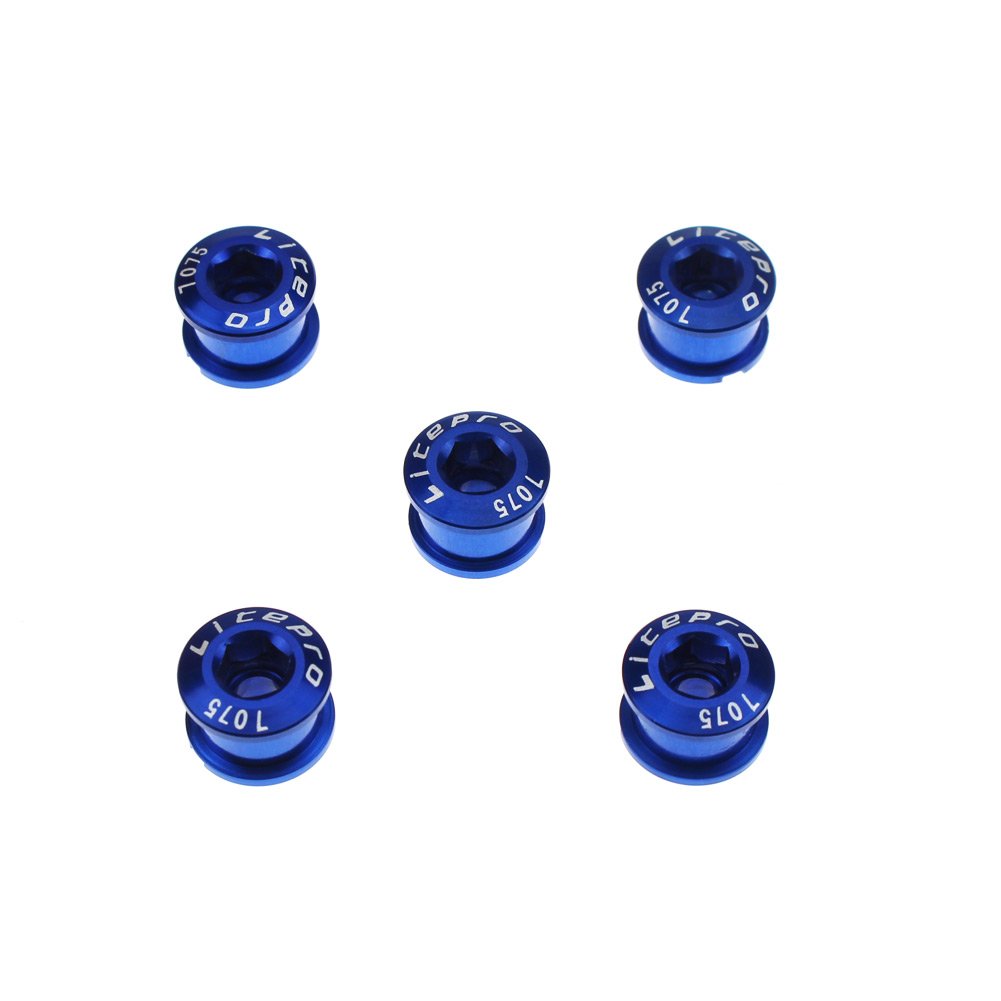 CYSKY Single Chainring Bolts 5 Pack M8 Single Short Chain Ring Bolts Fit for Road Bike, Mountain Bike, BMX, MTB, Fixie (Blue)