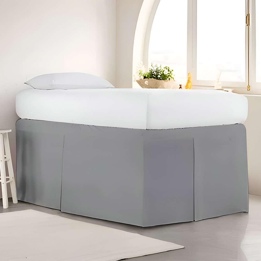 Photo 1 of Extra Long Dorm Bed Skirt, Twin XL 32 Inch Drop, Pleated Style with Split Corners, 3 Panels, 100% Microfiber, College Room Essentials (Light Grey)
