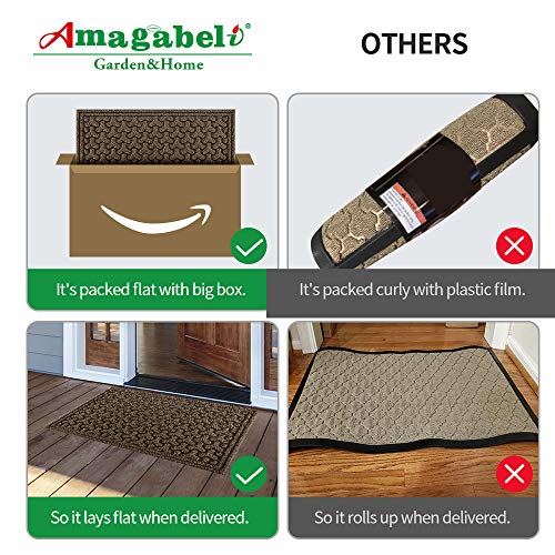 Amagabeli Large Outdoor Door Mats Rubber Shoes Scraper 36" x 24" for