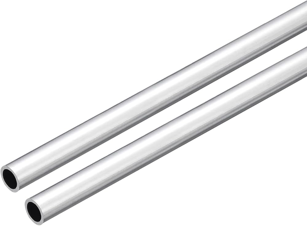 TOP-VIGOR 2Pcs 6063 Aluminum Round Tube 7mm OD 5mm ID 250mm Seamless Metal Pipe