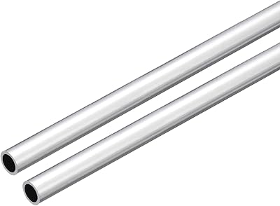 TOP-VIGOR 2Pcs 6063 Aluminum Round Tube 7mm OD 5mm ID 250mm Seamless Metal Pipe