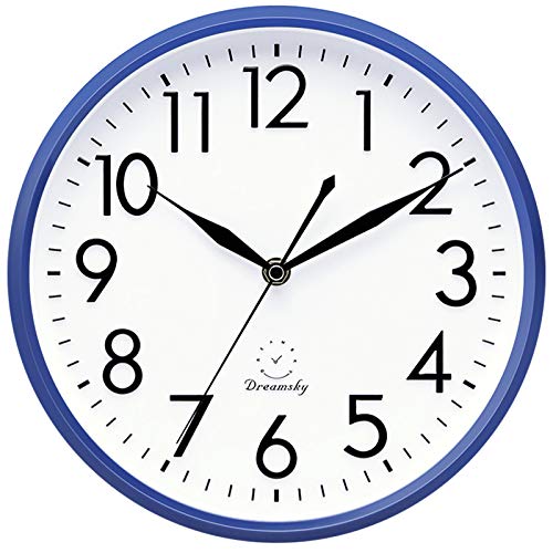 DreamSky 10 Inches Wall Clocks Battery Operated Silent NonTicking Quartz Wall Clock for