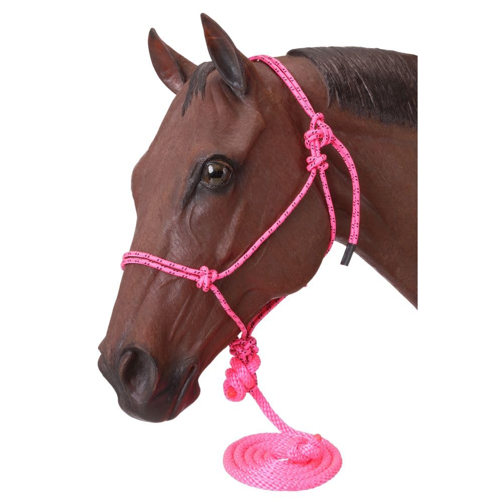 Tough 1 Poly Rope Tied Halter with Lead, Pink, Horse