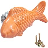 Wannianmu 4 Pack Orange Goldfish Cabinet Pulls Vintage Cabinet Knob Handle Drawer Pull Animal Dresser Knob Cupboard Pulls