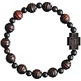 Jujube Wood Striped Cut 10mm Rosary Bracelet